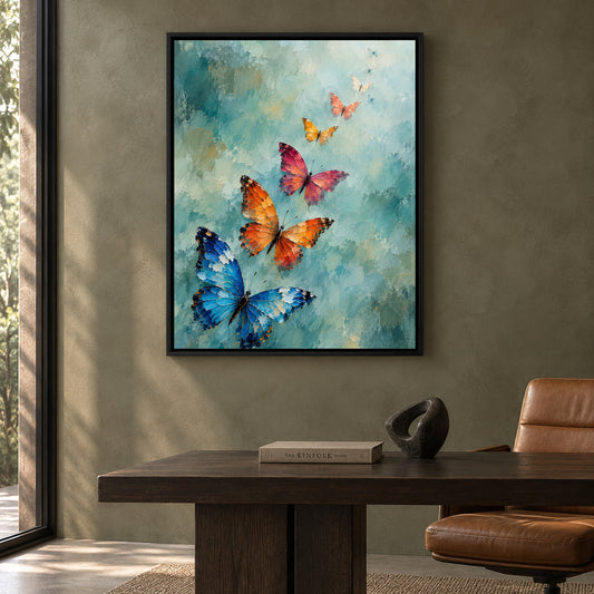 Colorful Butterflies Rising Textured Nature Canvas Art