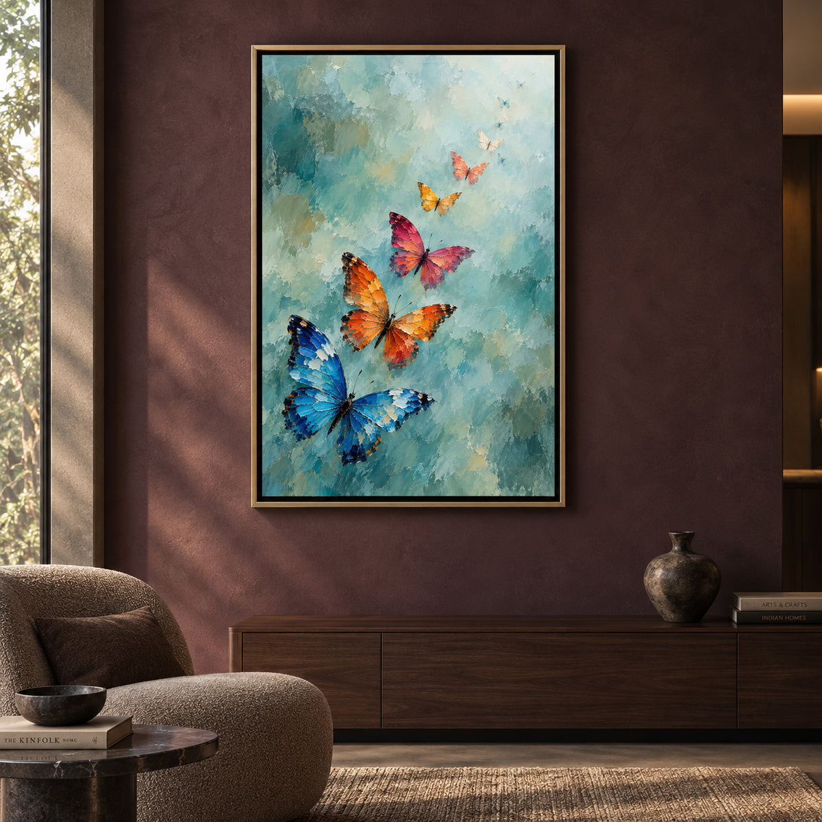 Colorful Butterflies Rising Textured Nature Canvas Art