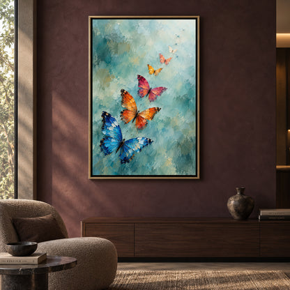Colorful Butterflies Rising Textured Nature Canvas Art