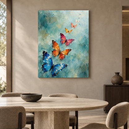 Colorful Butterflies Rising Textured Nature Canvas Art