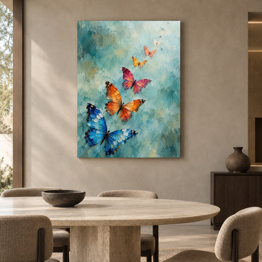 Colorful Butterflies Rising Textured Nature Canvas Art