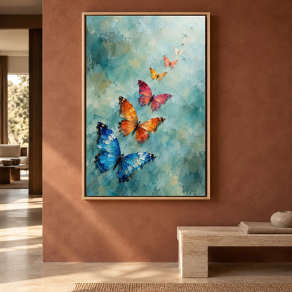 Colorful Butterflies Rising Textured Nature Canvas Art