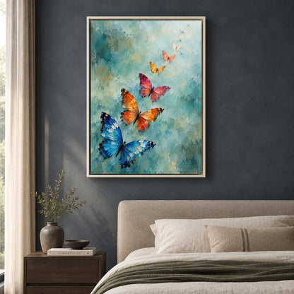 Colorful Butterflies Rising Textured Nature Canvas Art