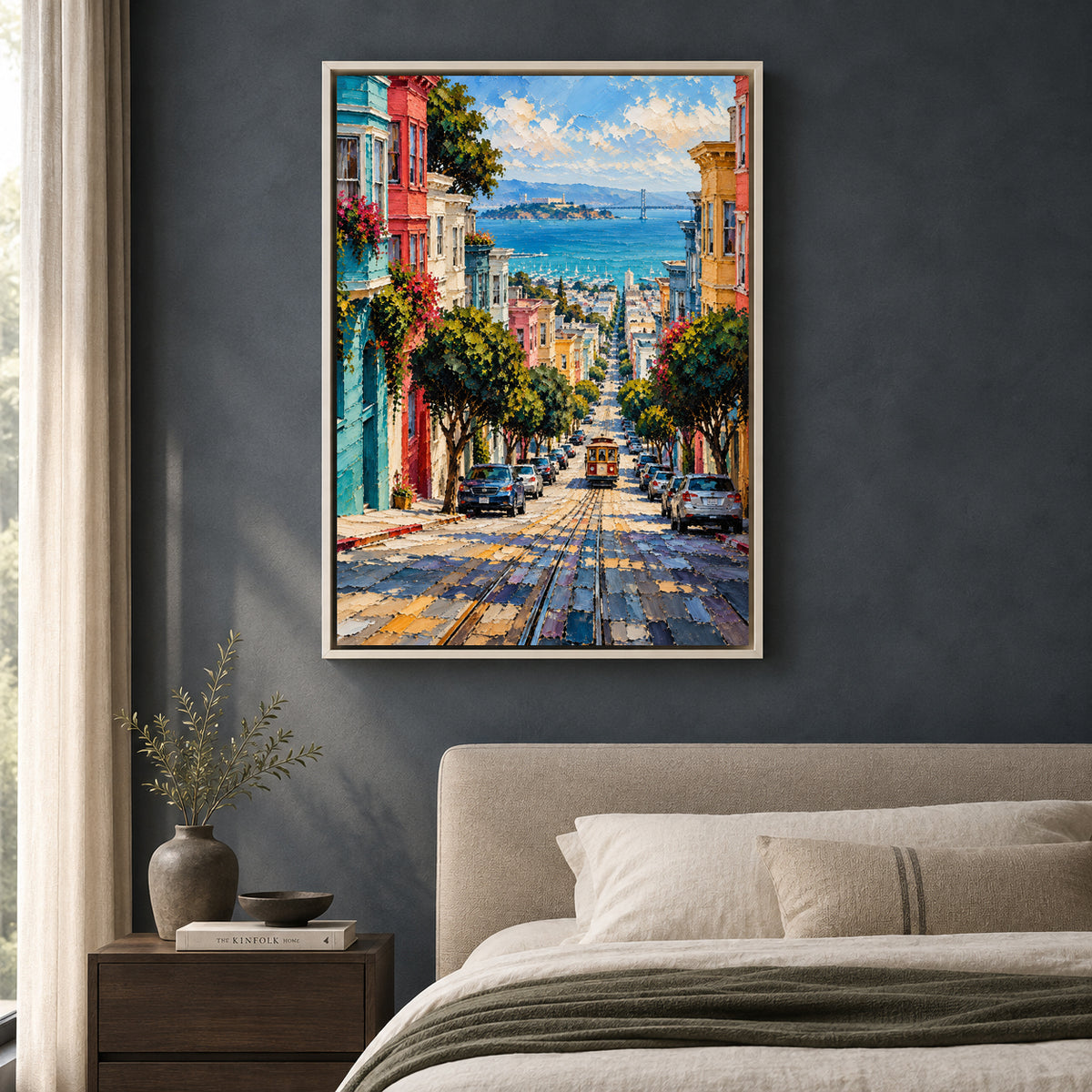 San Francisco Cable Car Street Textured Cityscape Canvas Art