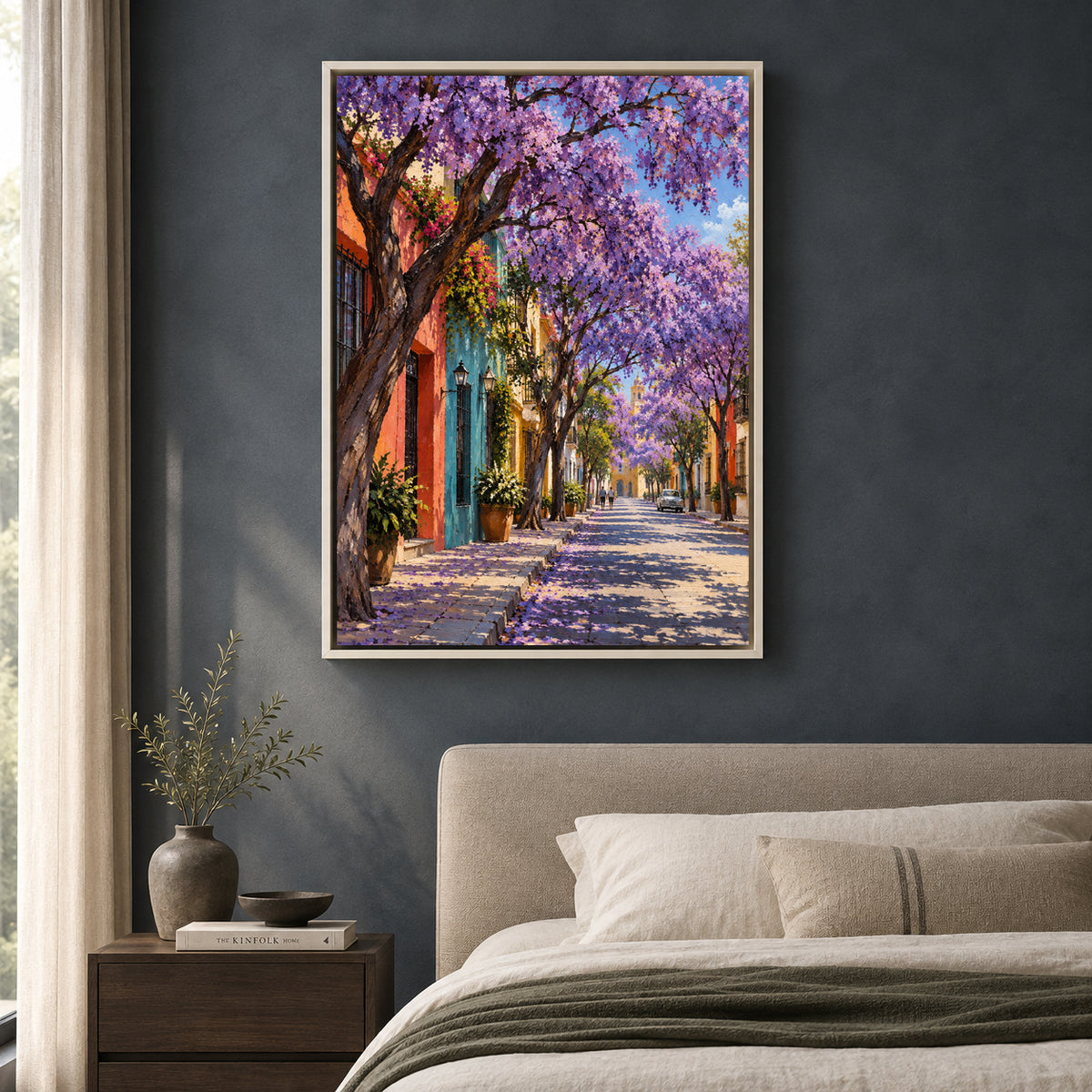 Jacaranda Street Textured Colorful Cityscape Canvas Art