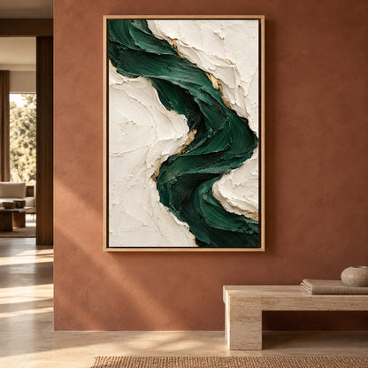 Emerald Flow Textured Abstract Canvas Art