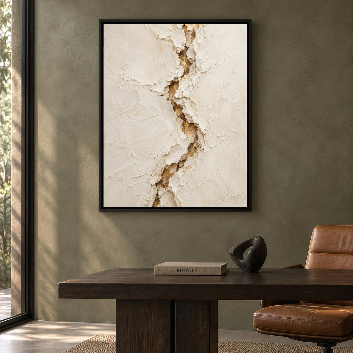 Ivory Rift Textured Abstract Canvas Art