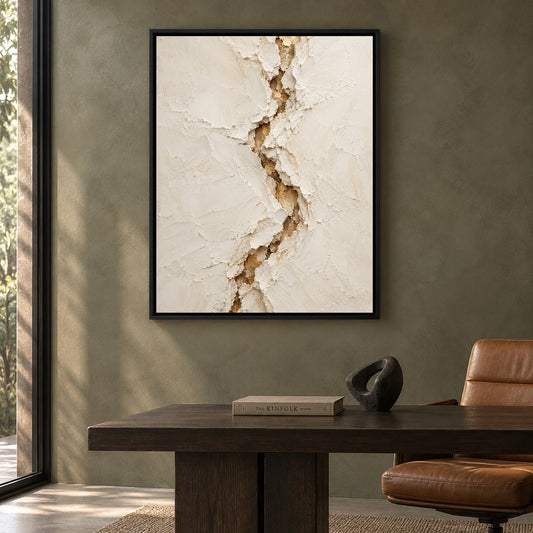 Ivory Rift Textured Abstract Canvas Art