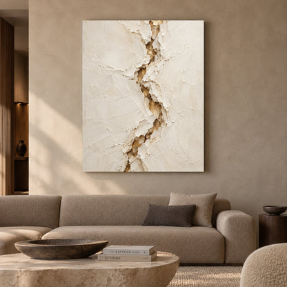 Ivory Rift Textured Abstract Canvas Art
