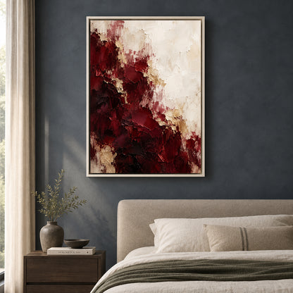 Burgundy Fracture Textured Abstract Canvas Art