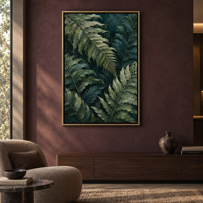 Forest Ferns Textured Botanical Canvas Art