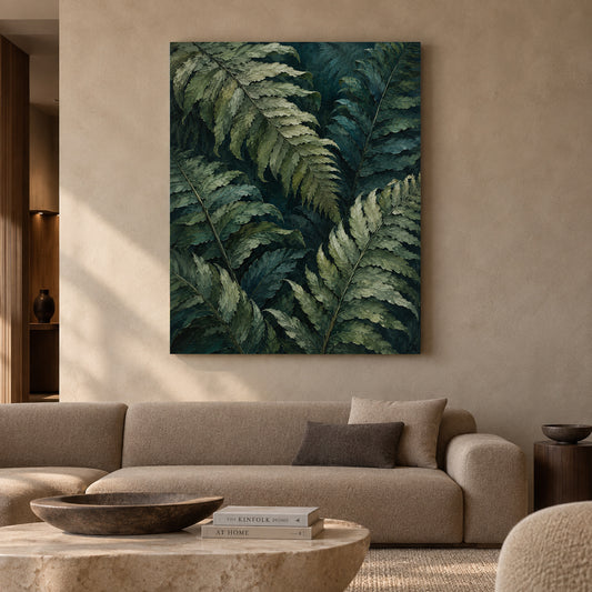 Forest Ferns Textured Botanical Canvas Art