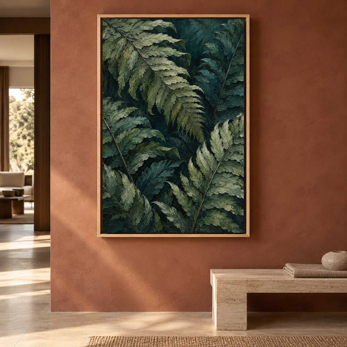 Forest Ferns Textured Botanical Canvas Art