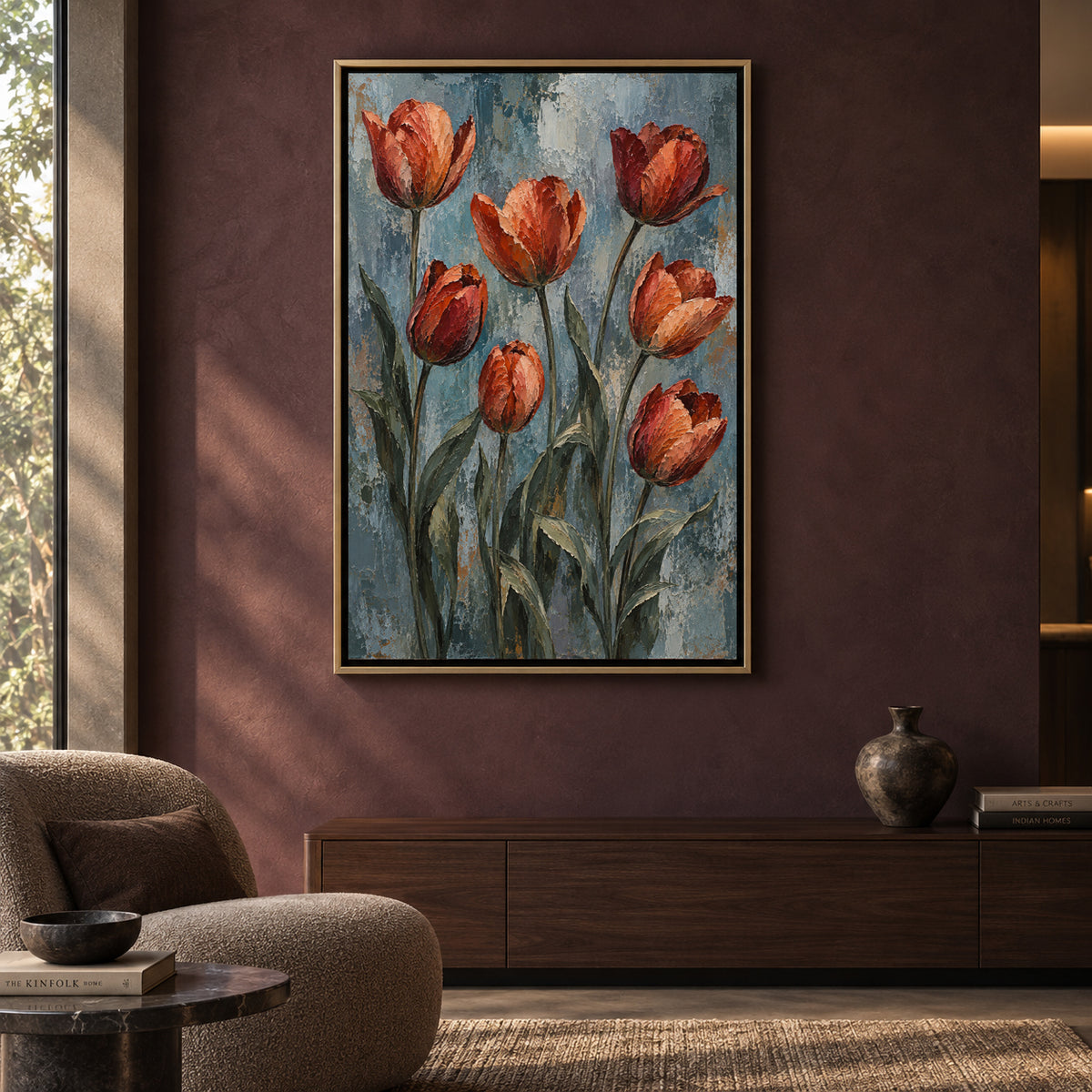 Burnished Tulips Textured Botanical Canvas Art