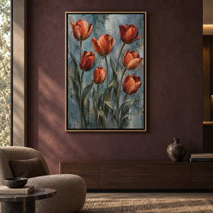 Burnished Tulips Textured Botanical Canvas Art