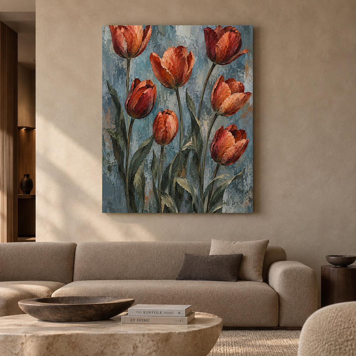 Burnished Tulips Textured Botanical Canvas Art