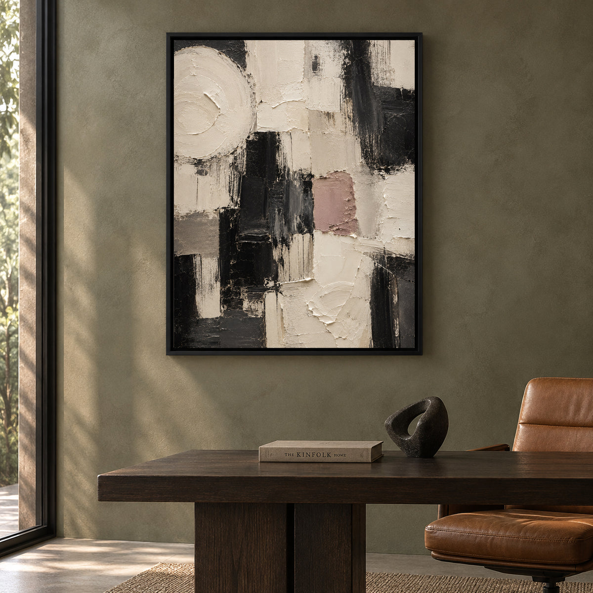 Monochrome Geometric Textured Abstract Canvas Art