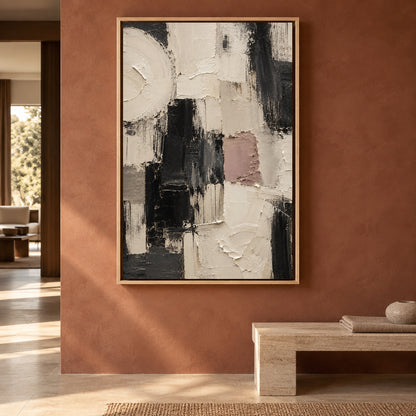 Monochrome Geometric Textured Abstract Canvas Art