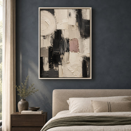 Monochrome Geometric Textured Abstract Canvas Art