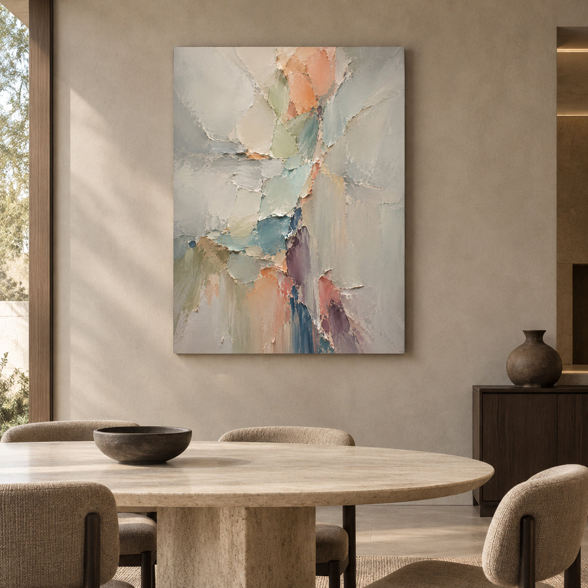 Pastel Fragment Textured Abstract Canvas Art