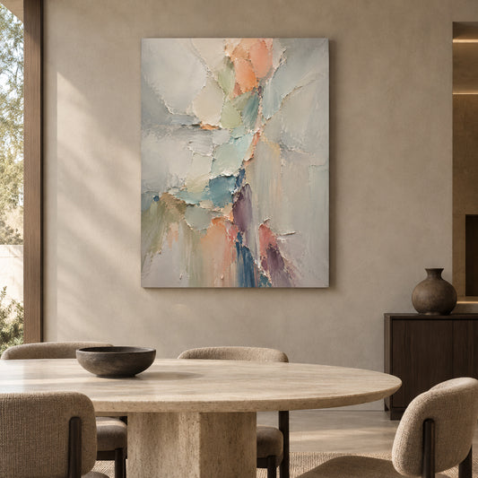 Pastel Fragment Textured Abstract Canvas Art