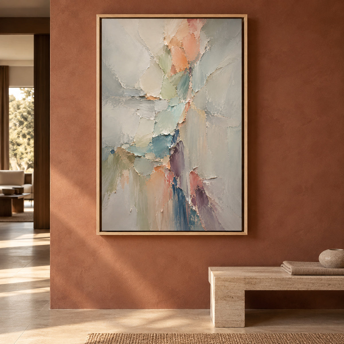 Pastel Fragment Textured Abstract Canvas Art