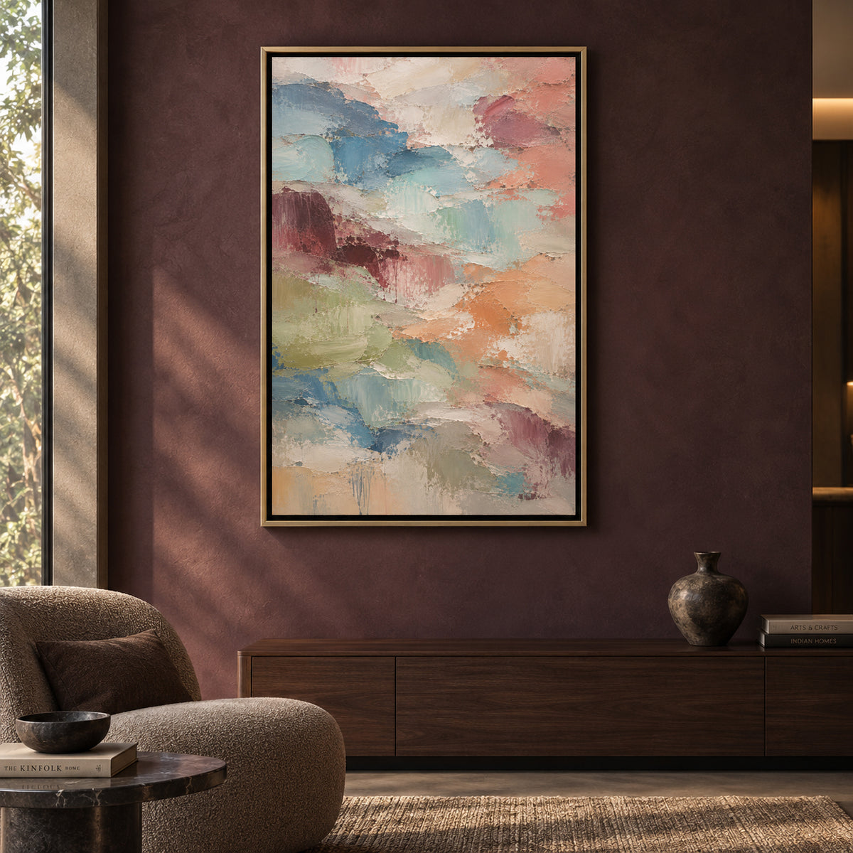 Pastel Layers Textured Abstract Canvas Art
