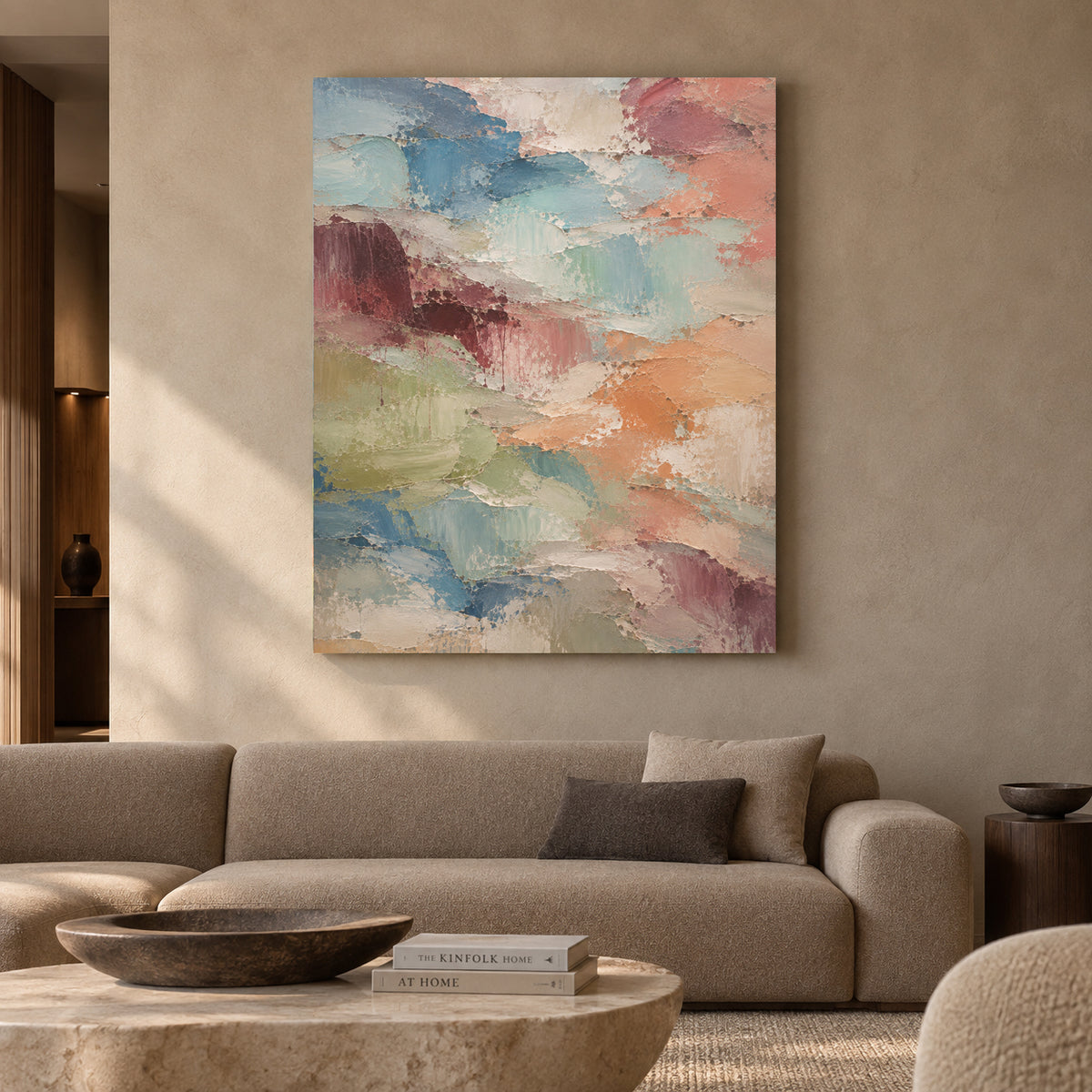 Pastel Layers Textured Abstract Canvas Art