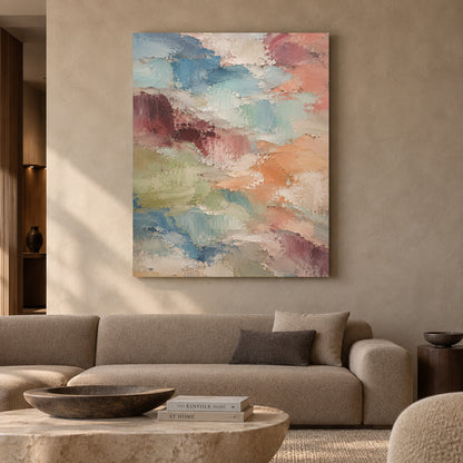 Pastel Layers Textured Abstract Canvas Art