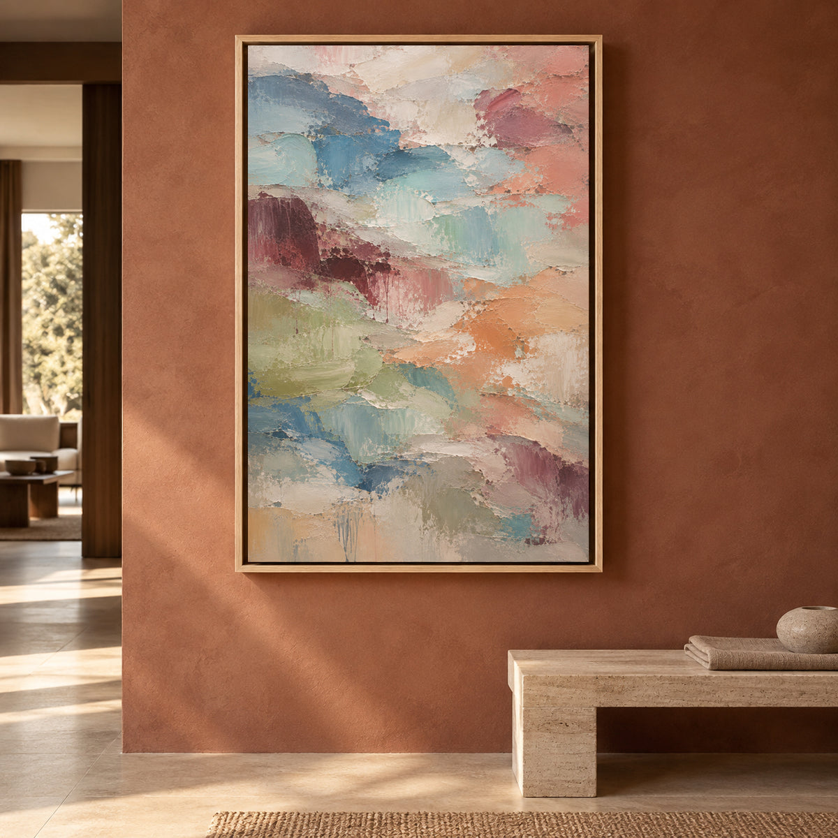 Pastel Layers Textured Abstract Canvas Art