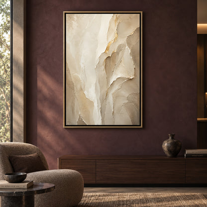Ivory Stone Relief Textured Abstract Canvas Art