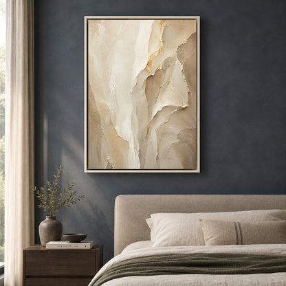 Ivory Stone Relief Textured Abstract Canvas Art
