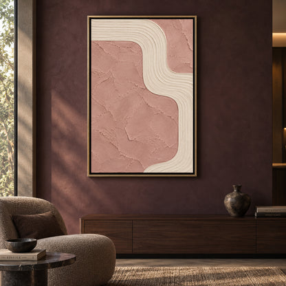 Blush Pink Curved Lines Textured Abstract Canvas Art