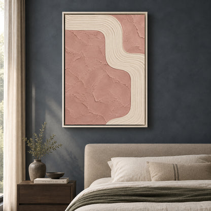 Blush Pink Curved Lines Textured Abstract Canvas Art