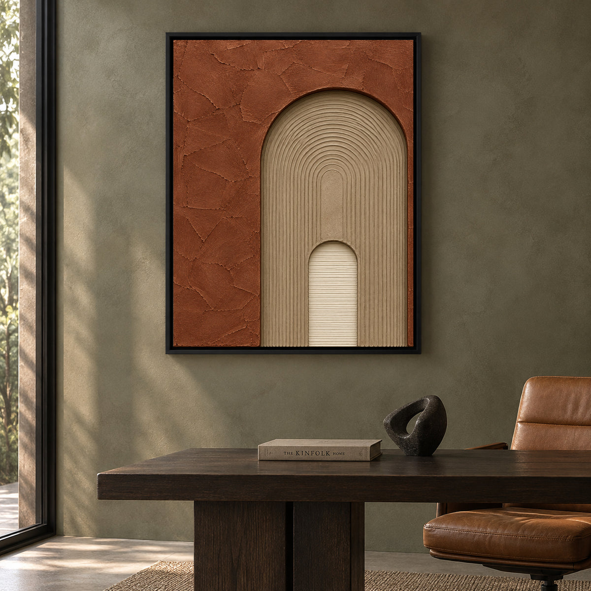 Terracotta Arch Textured Abstract Canvas Wall Art