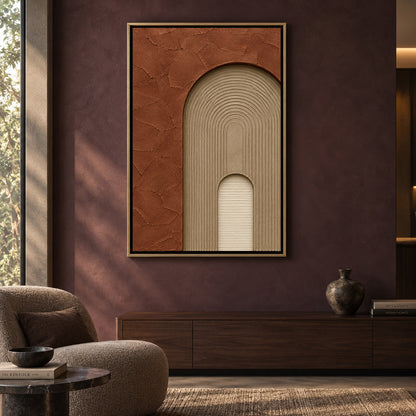 Terracotta Arch Textured Abstract Canvas Wall Art