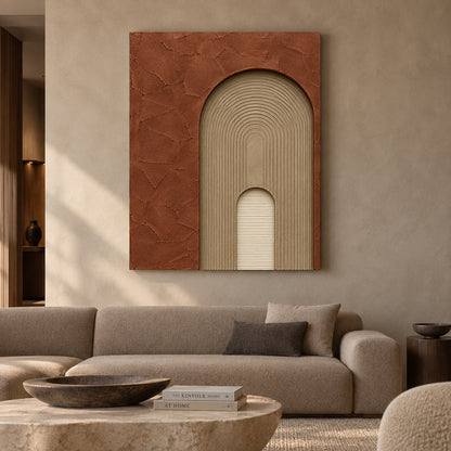 Terracotta Arch Textured Abstract Canvas Wall Art