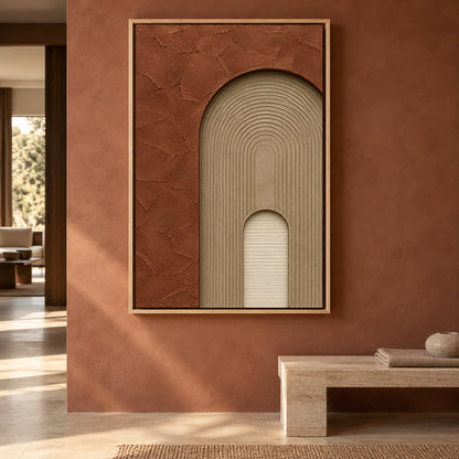 Terracotta Arch Textured Abstract Canvas Wall Art