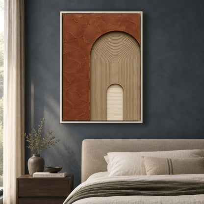 Terracotta Arch Textured Abstract Canvas Wall Art