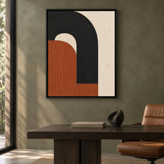 Terracotta Black Arch Textured Modern Canvas Wall Art