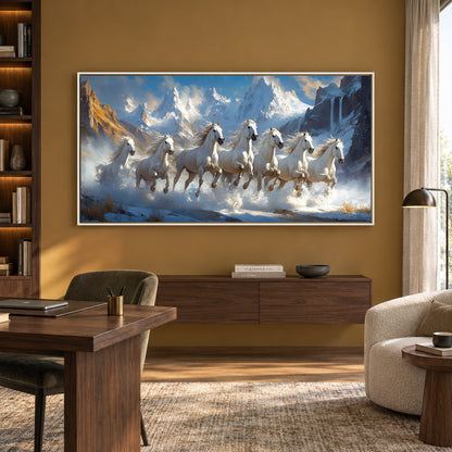 Seven Horse Vastu Wall Painting for Modern Home Decor