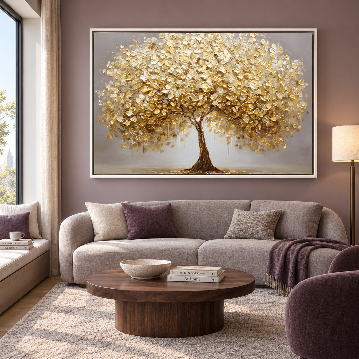 Lucky Golden Tree Canvas Painting for Living Room Decoration