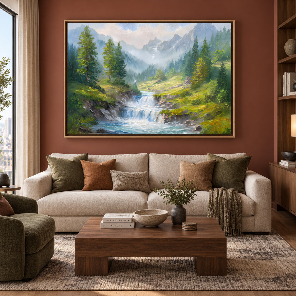 Modern Waterfall Canvas Painting for Luxury Wall Decoration