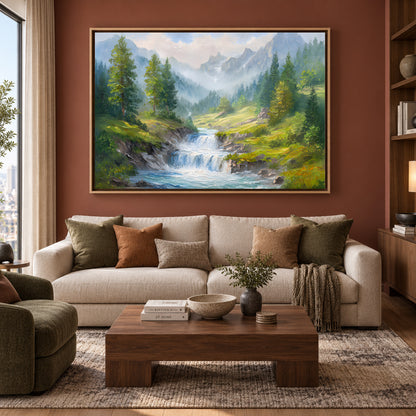 Modern Waterfall Canvas Painting for Luxury Wall Decoration