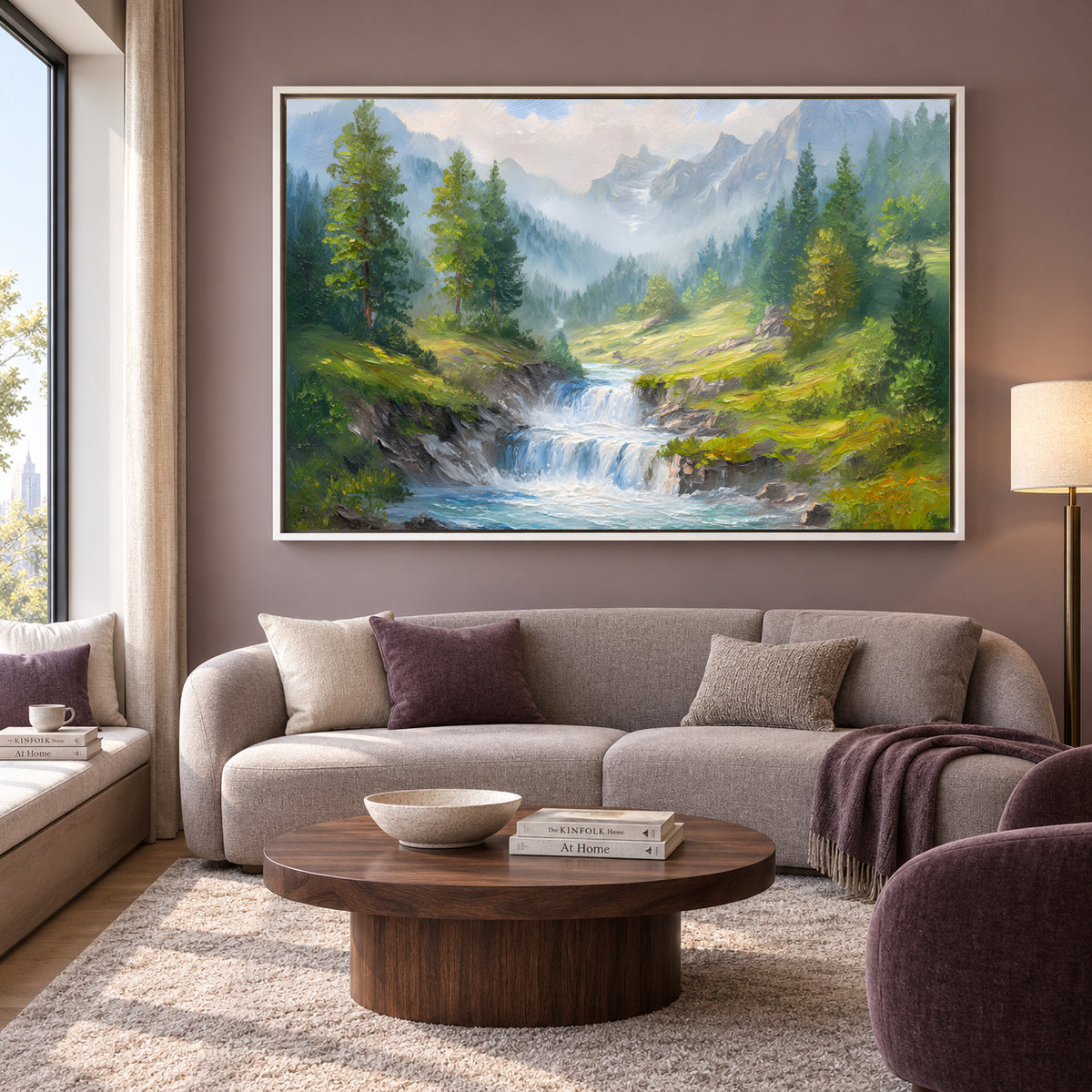 Modern Waterfall Canvas Painting for Luxury Wall Decoration