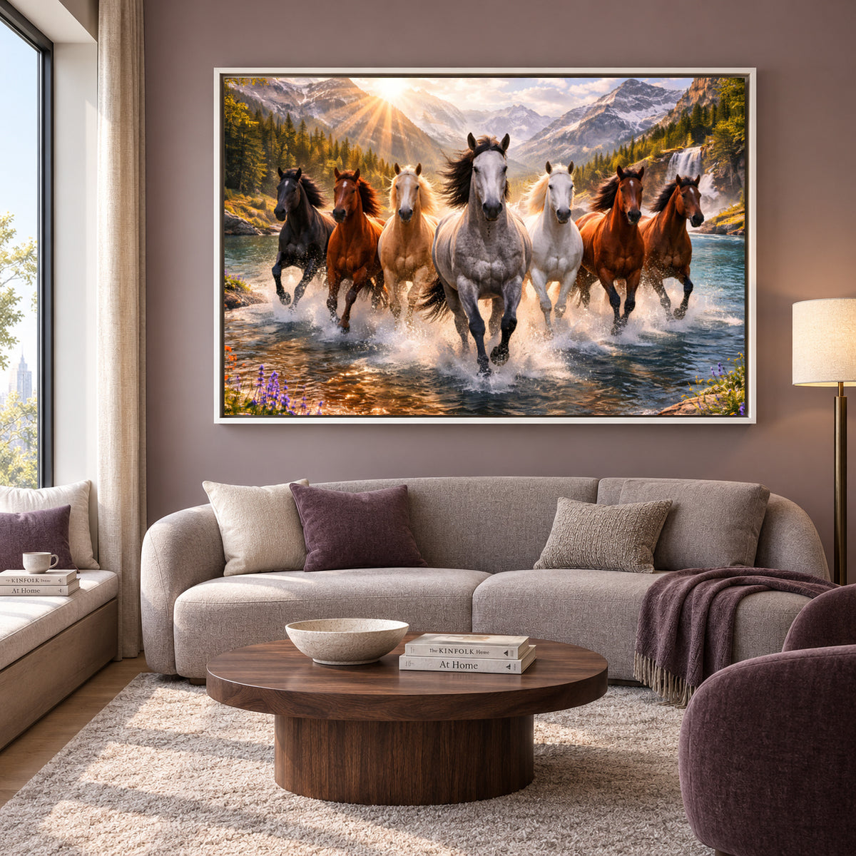 Seven Horse Modern Canvas Painting for Home and Office Walls