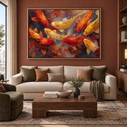 Feng Shui Koi Fish Canvas Art for Home and Office Walls