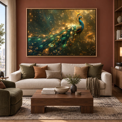Peacock Feather Inspired Canvas Painting Wall Decor