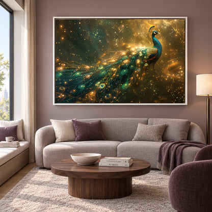 Peacock Feather Inspired Canvas Painting Wall Decor