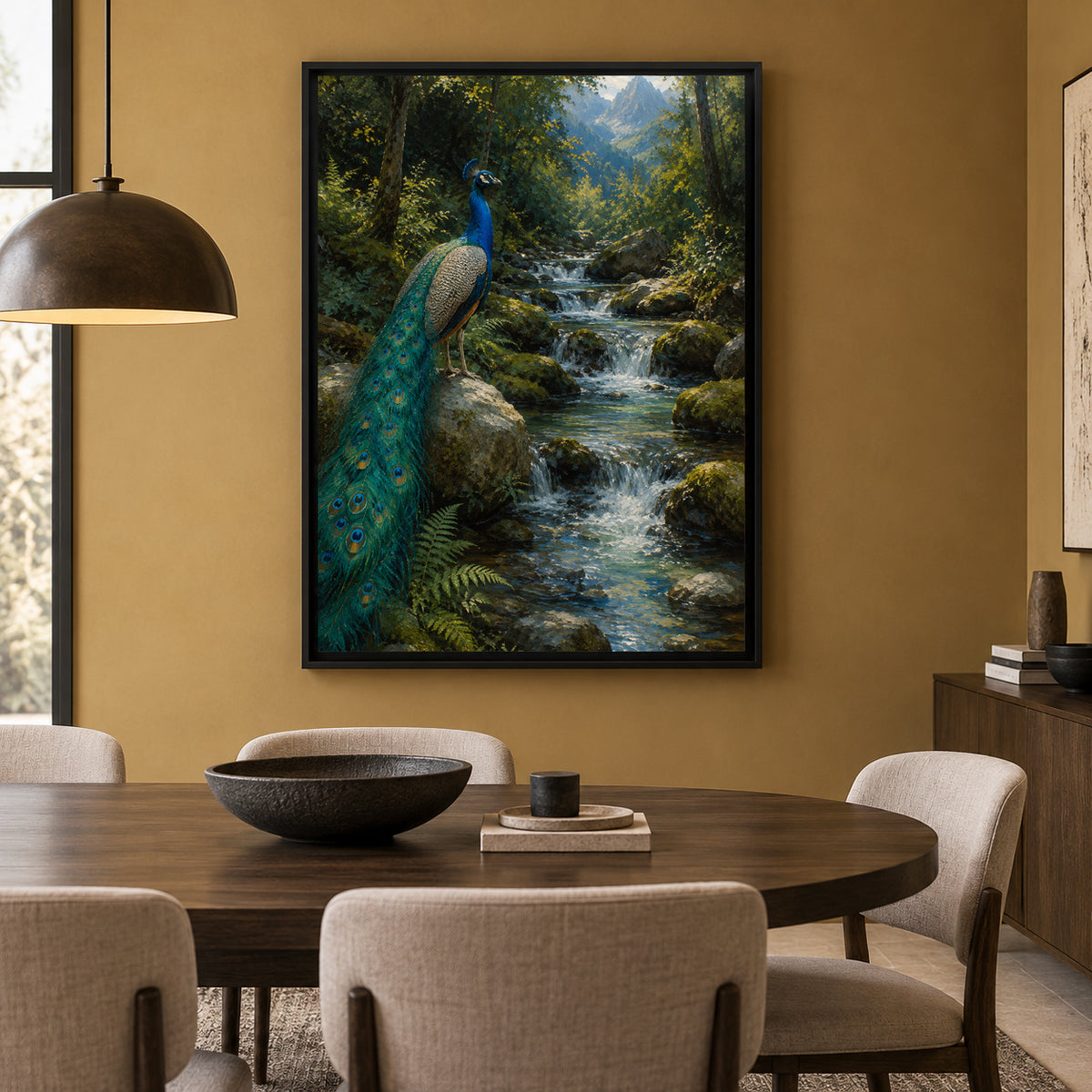 Emerald Sanctuary Peacock Nature Canvas Wall Art